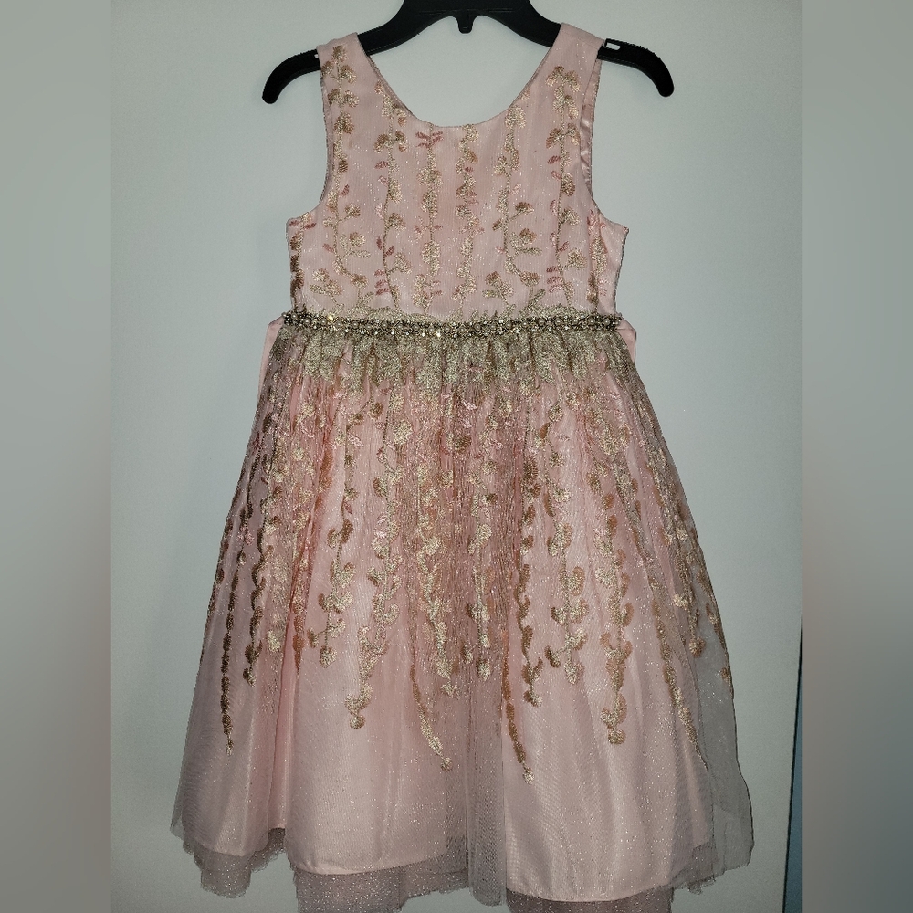 Pink and Gold Sequin Embellished Formal Dress